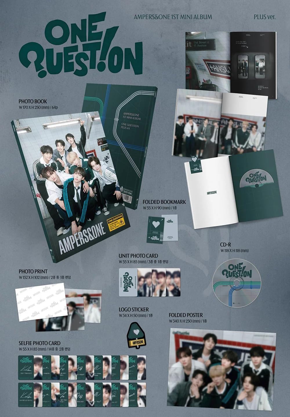 AMPERS&ONE ONE QUESTION 1st Mini Album [Plus Ver.] Photobook + CD + 3 Photocard + Photo Print + Poster (He + She = We)