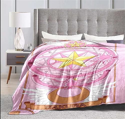 Miniatura 3 de Manta de felpa con diseño de captor de tarjetas de anime lindo Sakura, manta de cama suave, manta de forro polar coral cálida para sofá (Cardcaptor