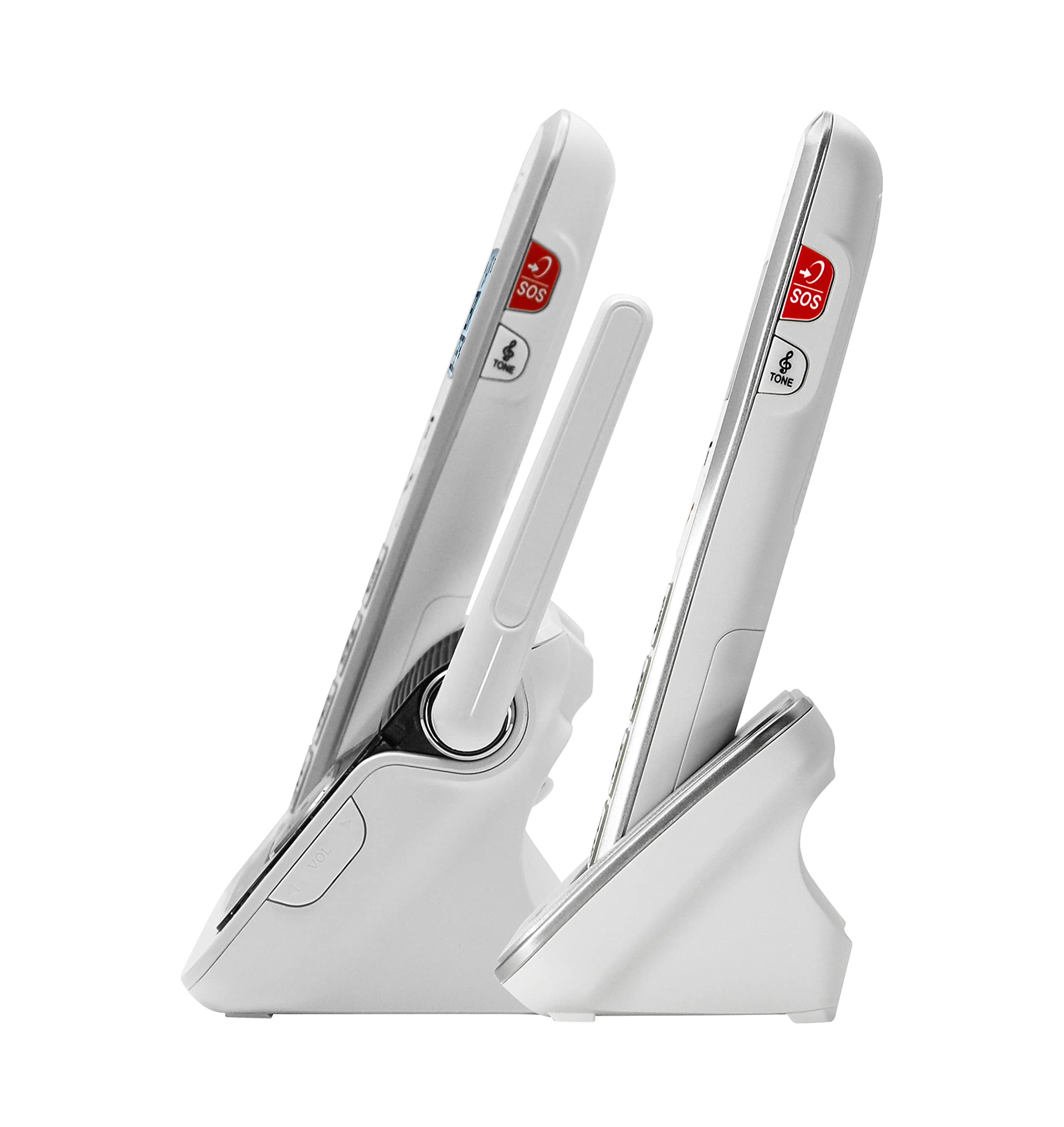 Geemarc Amplidect 595 U.L.E Duo - Telefoni per Anziani con Volume di Ricezione Amplificato, Funzione SOS e Sistema Interfono Integrato - Perdita Uditiva da Moderata a Grave - Versione IT