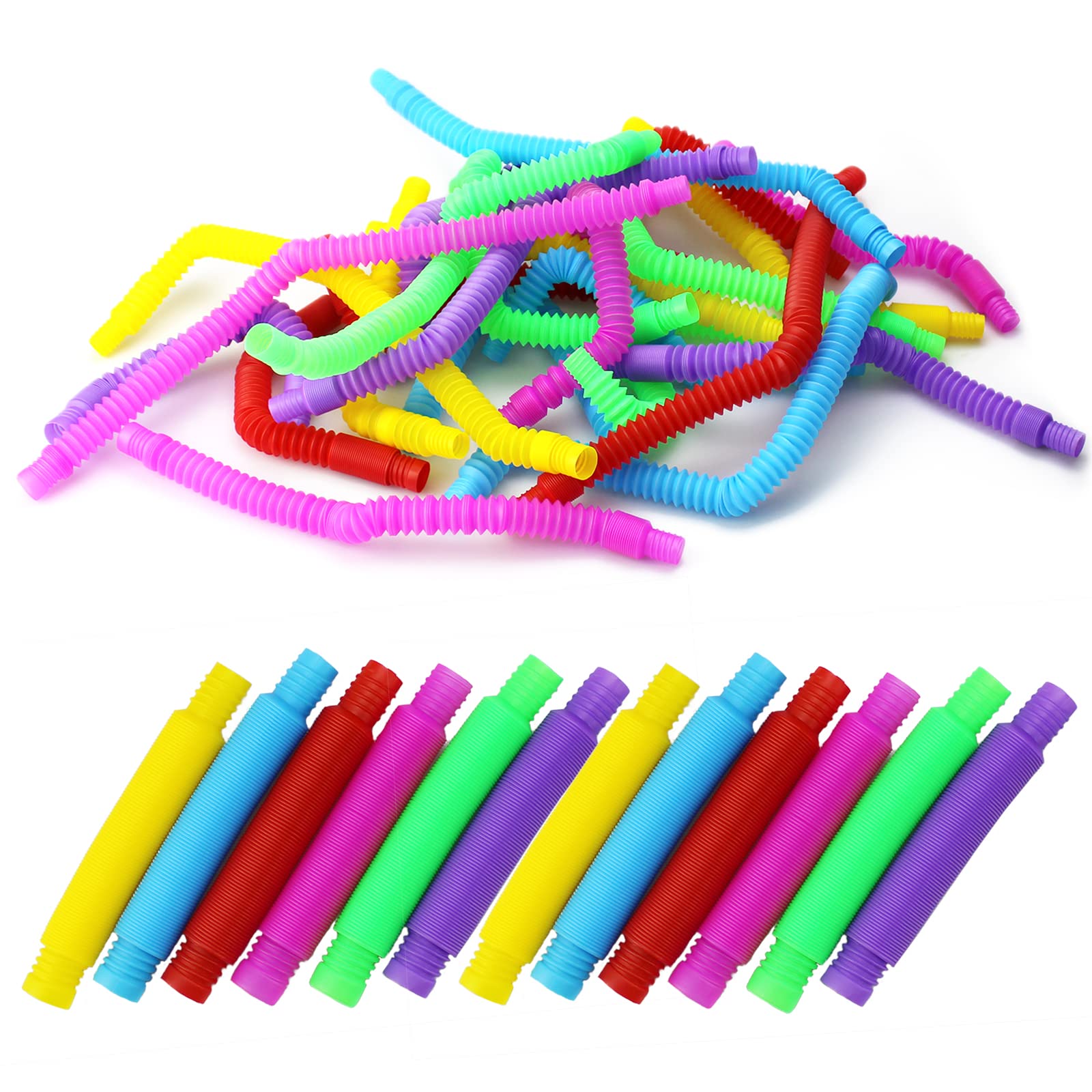 Buy Mini Pop Tubes Fidget Toy,24 Pack Sensory Tubes Poppin Pipes for