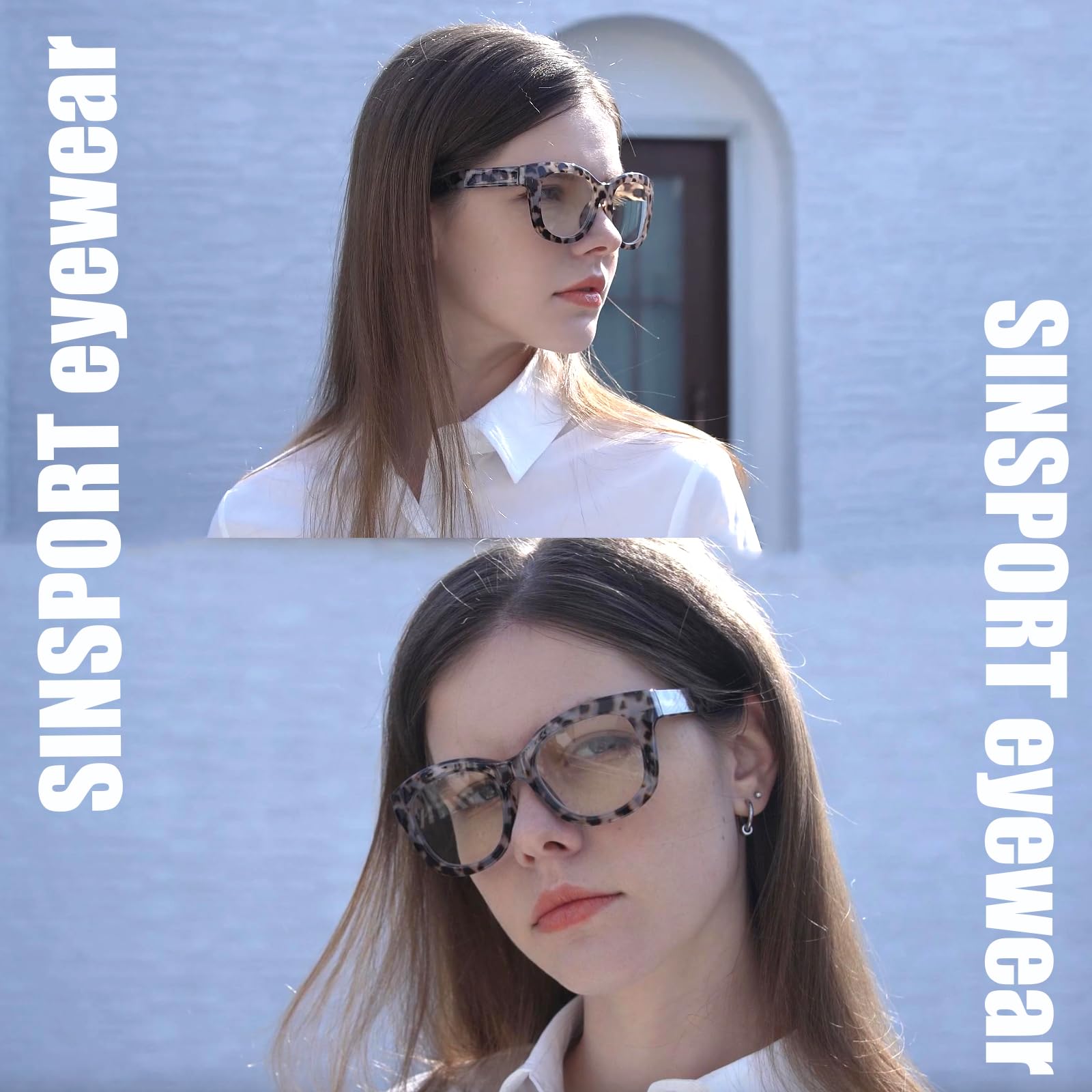 SINSPORT eyewear Occhiali da Lettura Donna Uomo, Retrò Moda Oversized Occhiali per Computer Anti Luce Blu 2 Pacco