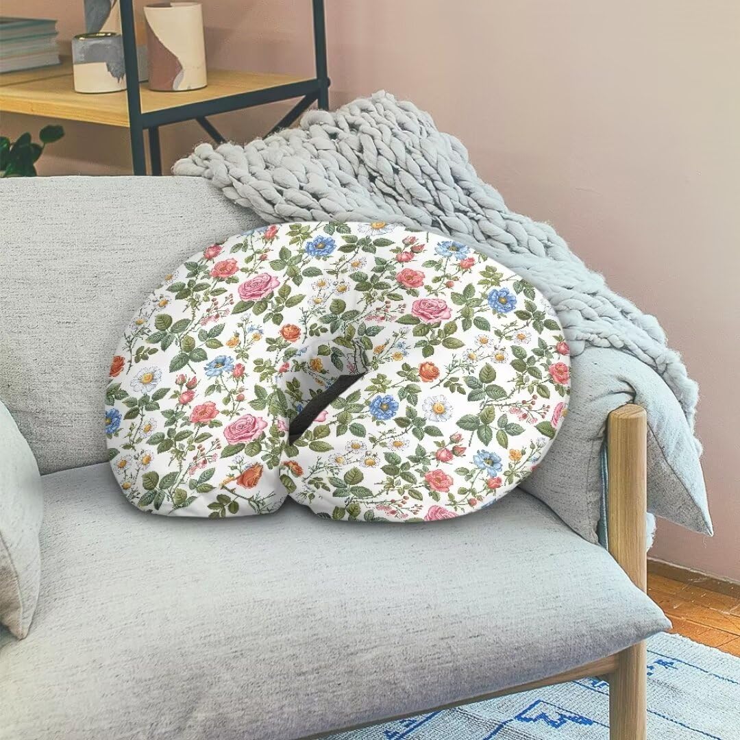 Zanxiantu Pink Blue Floral Baby Nursing Pillow Covers Soft and Stretchy Pillow Covers Girls Nursing Pillow Slipcover for 0-24 Months Infant Baby Feeding Position Support