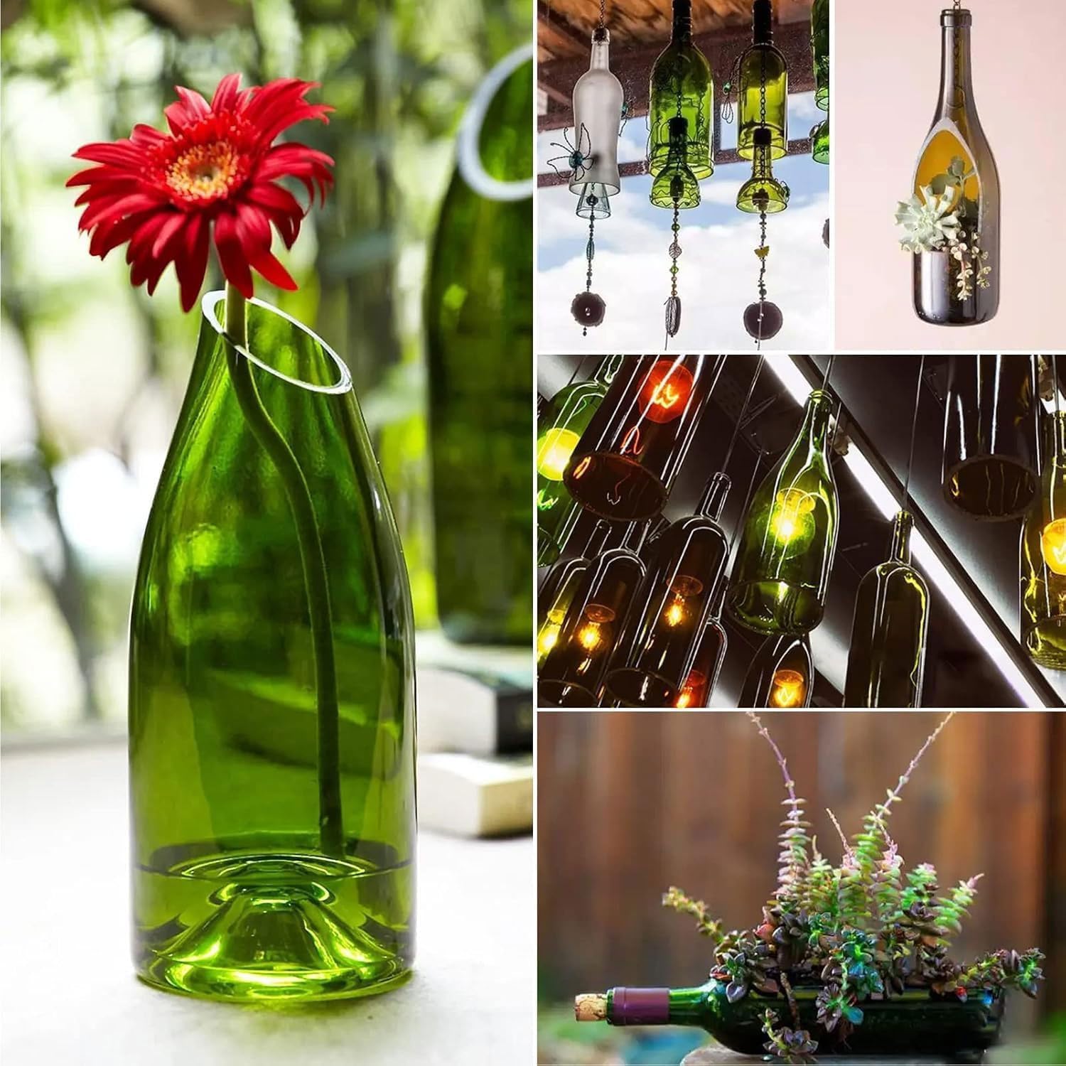 Cortador eléctrico de botellas de vidrio, velocidad y altura ajustables, base giratoria para un fácil corte, 7 niveles para precisión, ideal para proyectos de vino y manualidades