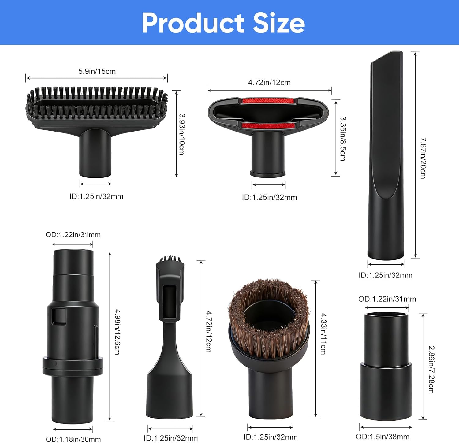 Vacuum Attachments Set Compatible with Shark Navigator Lift Away NV350,NV351,NV352,NV355,NV356,NV360,Rocket HV301 HV322 HV371 Series Vacuum.1 1/4"(32mm) Vacuum Replacement Parts.7 Pcs.