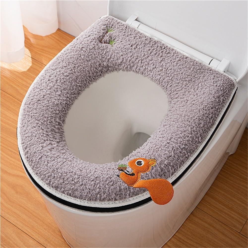 Cartoon winter pure cotton zipper, universal soft seat cushion for all seasons, toilet seat cover