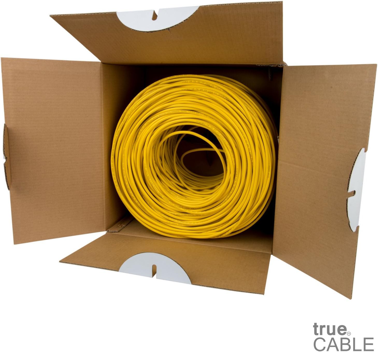 Black Friday - 70% OFF trueCABLE Cat6 Plenum (CMP), 1000ft, Yellow, 23AWG 4 Pair Solid Bare Copper, 550MHz, ETL Listed, Unshielded Twisted Pair (UTP), Bulk Ethernet Cable