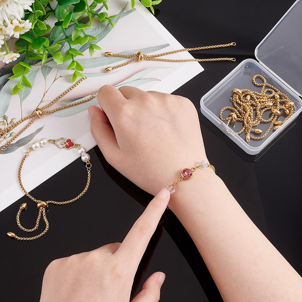 UNICRAFTALE 10 pz 8-5/8 pollici Bracciali Slider Regolabili In Acciaio Inox Braccialetti Dorati Bolo Braccialetto Cursore Catena per Monili Che Fanno FAI DA TE