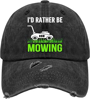 I'd Rather Be Lawn Mowing Lawn Mower Grass Mowing Hats for Women Washed Distressed Baseball Cap Fashion Washed Dad Hat Light Weight