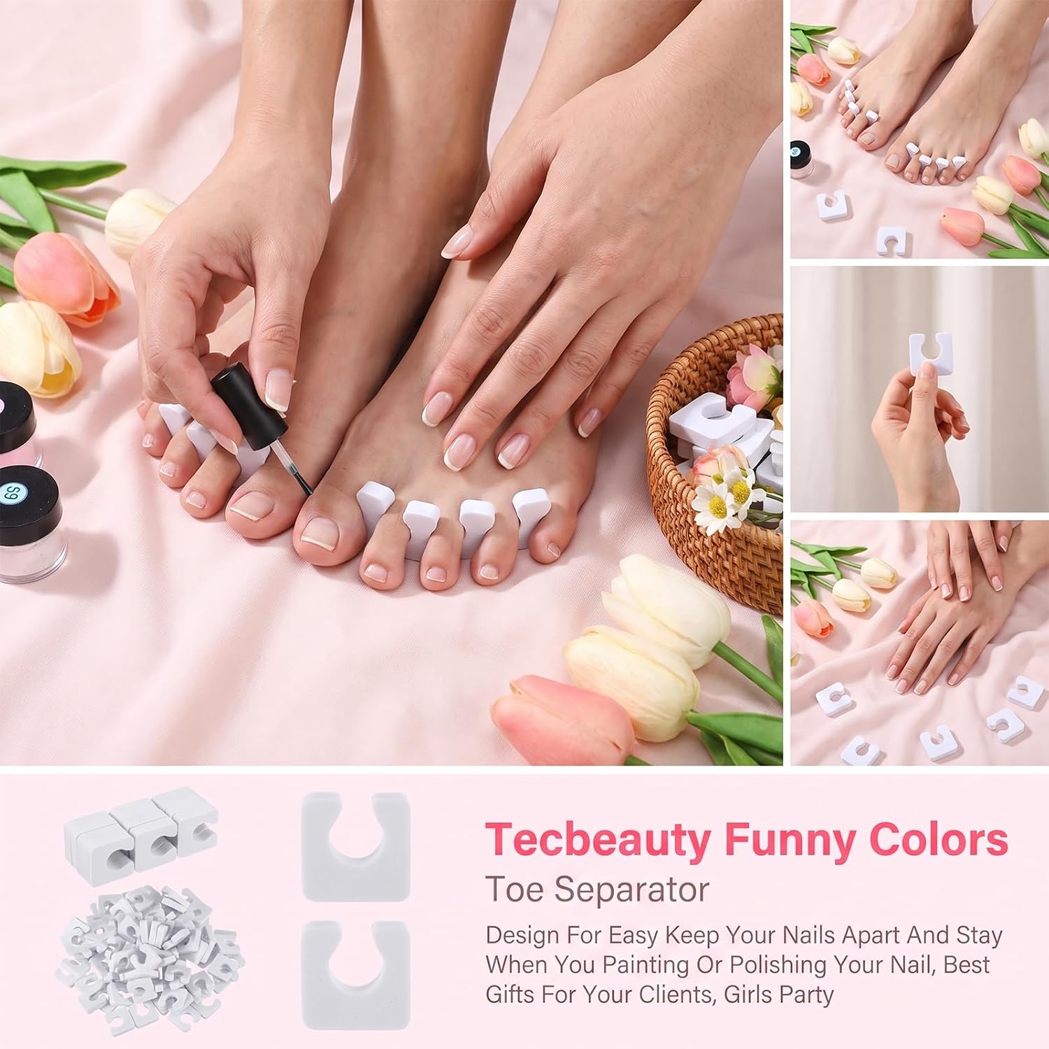 1000 Pcs Individual Toe Separators Bulk Soft EVA Foam Pedicure Dividers