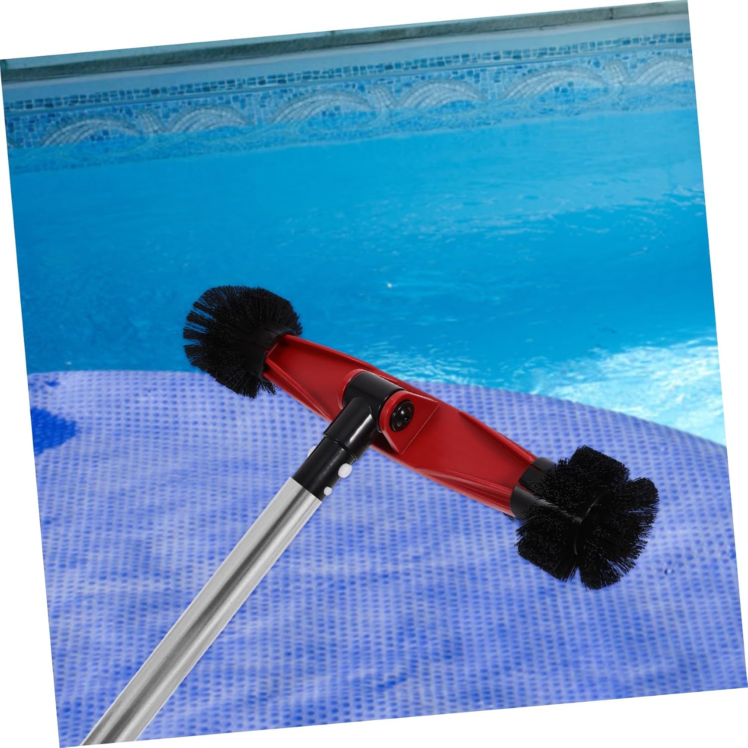 Happyyami Pool Wall Brush Rotatable Cleaning Tool Dense Bristles for Swimming Pool Maintenance for Vinyl Liners and Corners