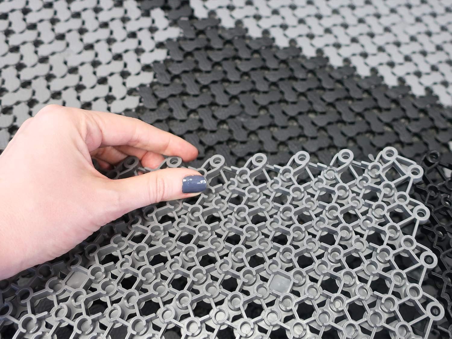 VINTEK Peanut Tile Vinyl PVC Interlocking Drainage Floor Tiles Mat Anti-Slip 12"x12" for Pool Shower Locker Bathroom Deck Patio Boat SPA Wet Area Inside/Outside (Pack of 9 Tiles - 12" x 12", Gray)