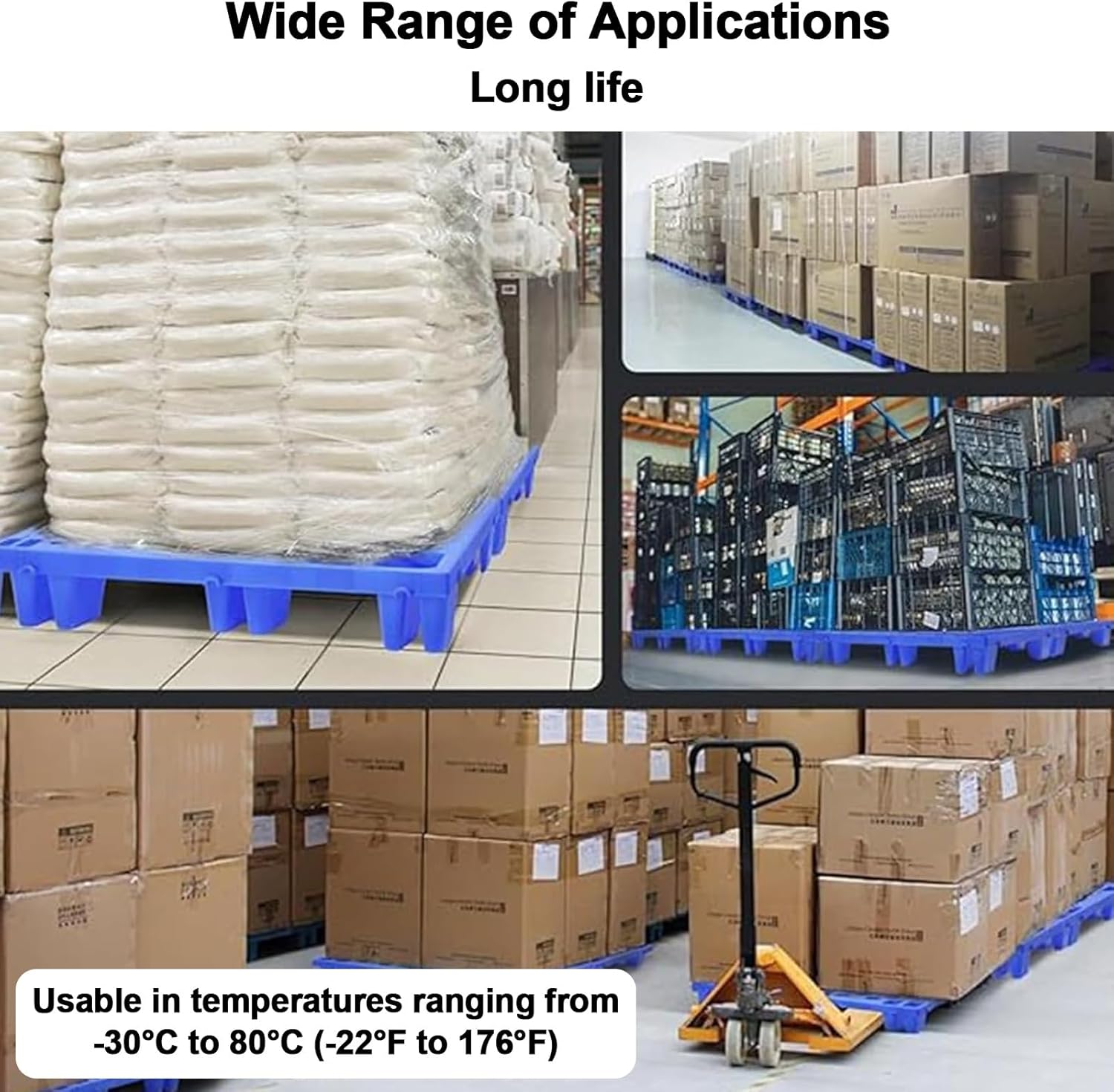Plastic Pallets for Outside, HDPE Plastic Pallets, Nestable, Waterproof, Feet with Drainage Holes, for Basement Garage Supermarket(Yellow)