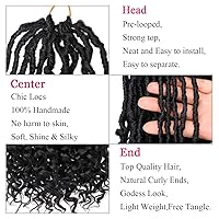 Vista 3 de Leeven 7 Paquetes Cabello Crochet Faux Locs con Puntas Rizadas 14 Pulgadas Pre-enrollado Goddess Locs Trenzas Crochet Cabello 84 Hebras Negro