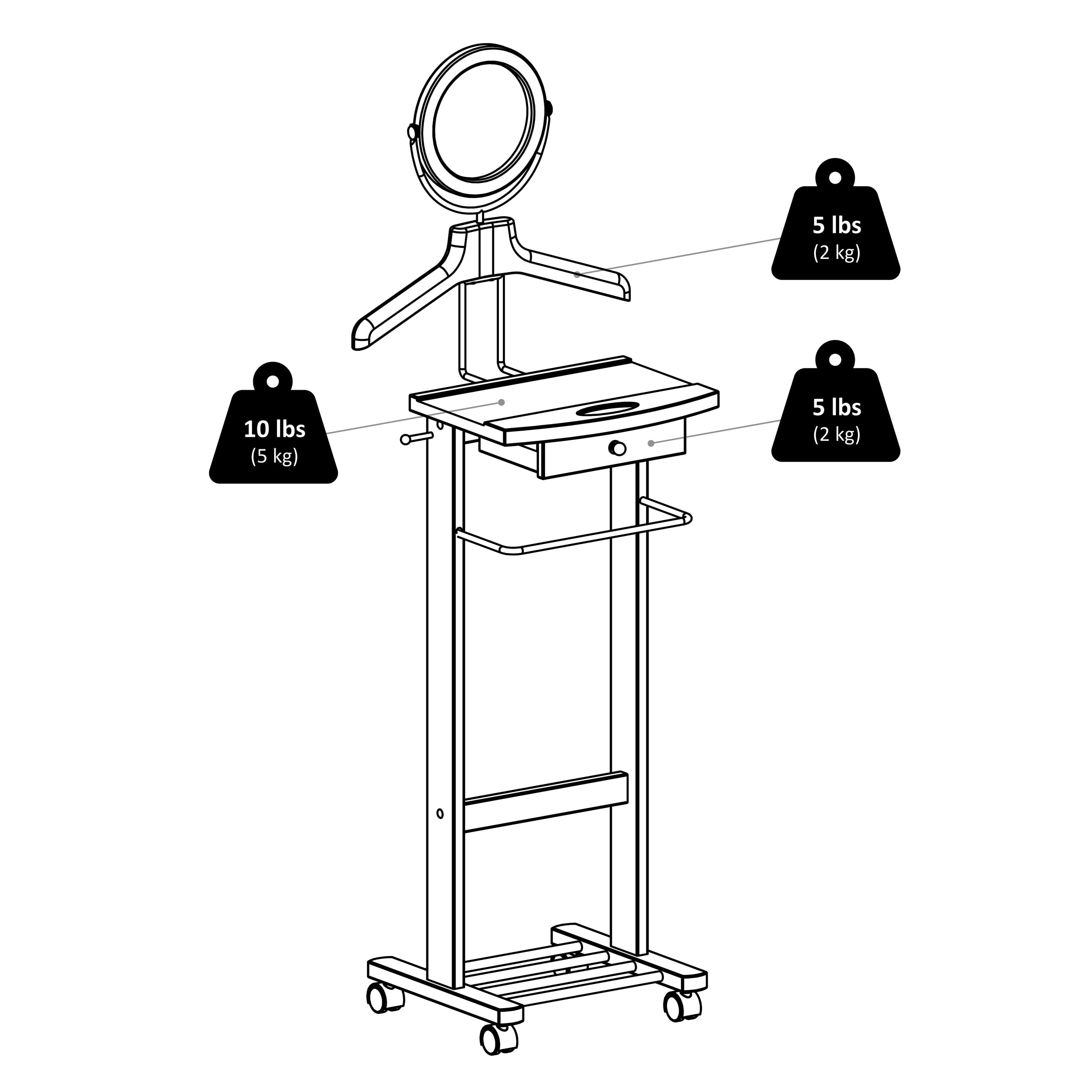 Winsome Trading Inc. Vanity - Utensile da uomo, colore: Noce