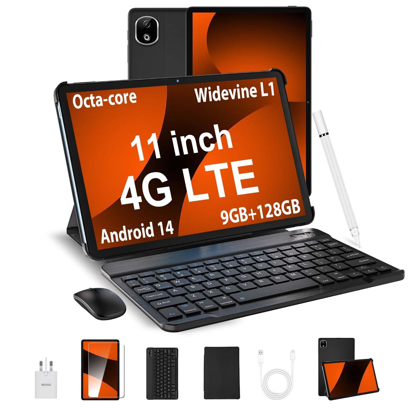 DOOGEE T30E Tablet with Keyboard, 11 Inch Tablet with Pen, 128GB