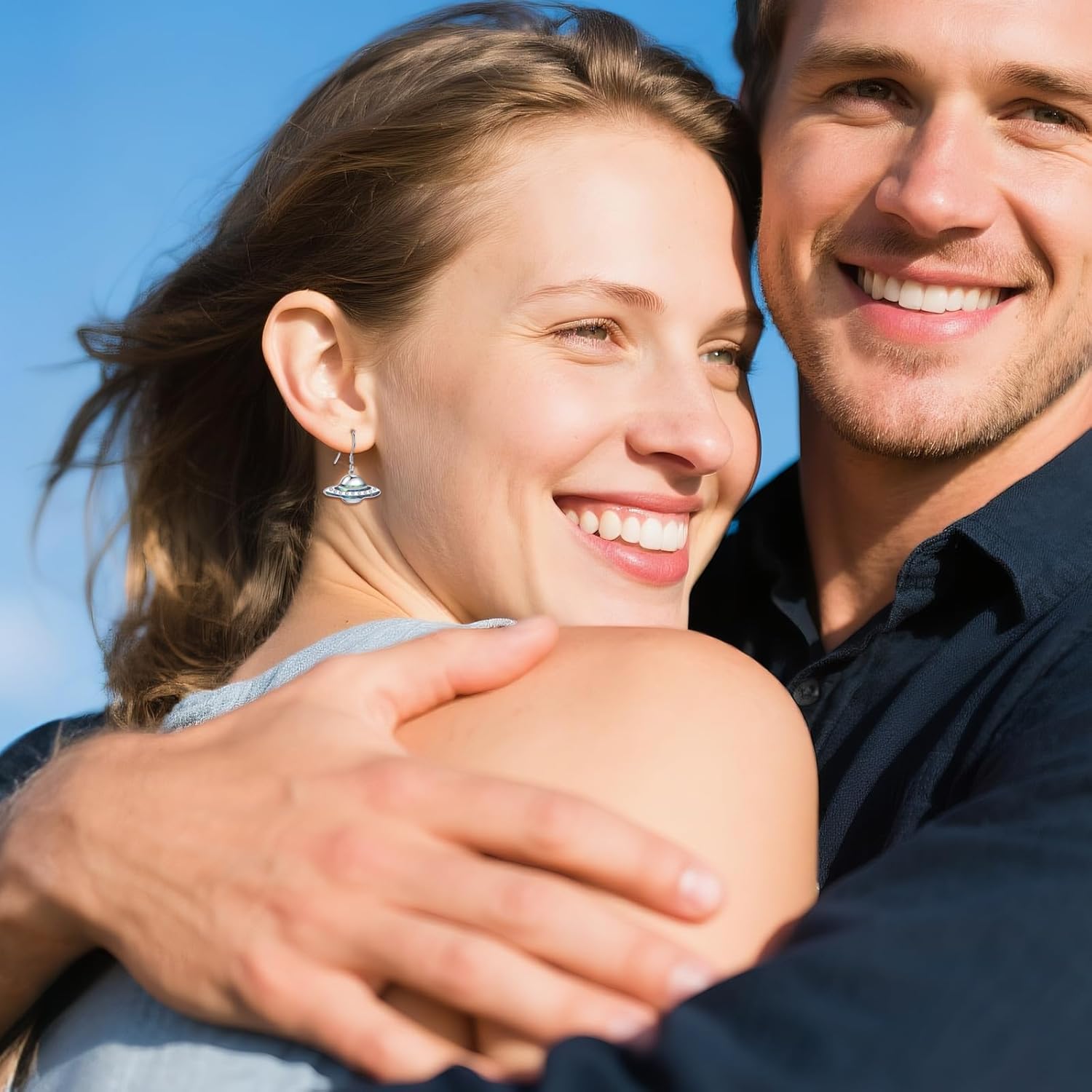 UFO Earrings S925 Sterling Silver Spaceship/Alien Earrings UFO Funny Jewelry Gifts For Women Female