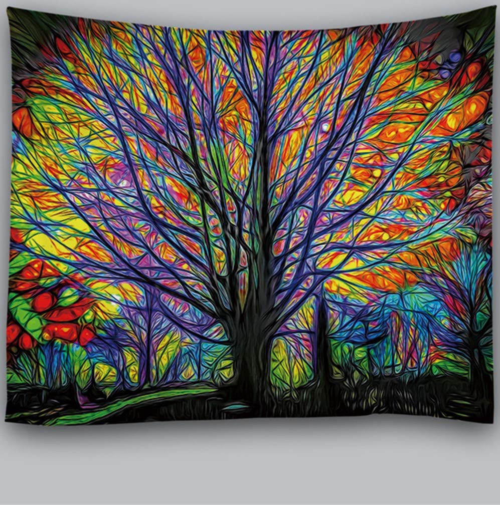Awesocrafts Multi-Color Tapestry Wall Hanging Colourful Tree Of Life Psychedelic Forest, Tapestries For Bedroom College Dorm Living Room Wall Decor Art (Tree, 59X79 Inch)