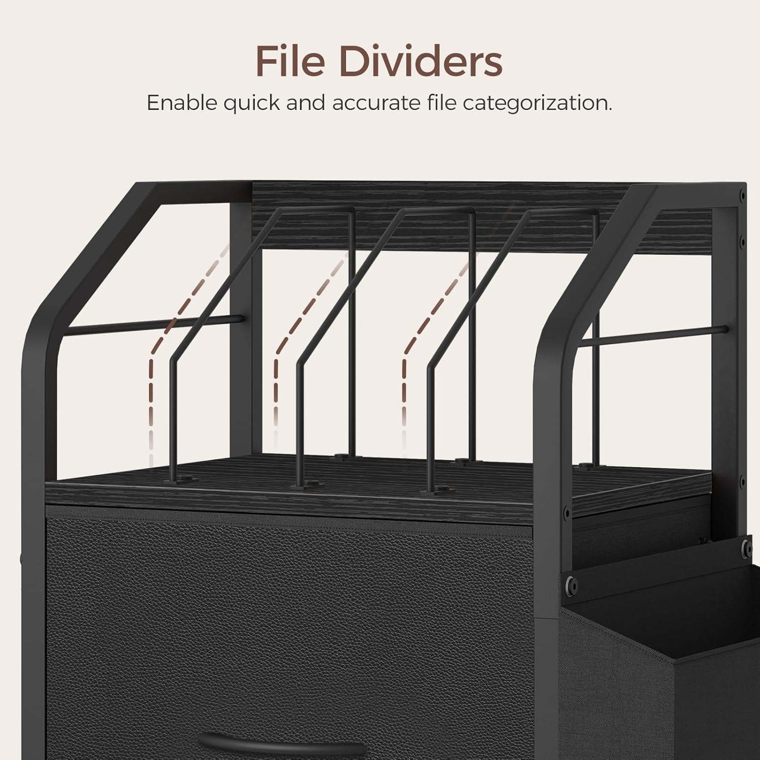 Small File Cabinet, Rolling Filing Cabinet for Under Desk with Divider, Single Non-Woven Fabric Drawer File Organizer for A4/Letter Size Documents, Under Desk Storage, Black FCBK3001 - Image 5