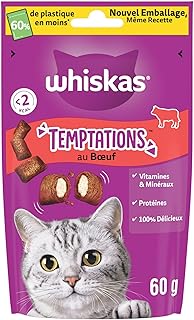 Whiskas Temptations Bœuf Friandises pour Chats 60g Lot de 6