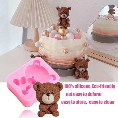 Miniatura 4 de LKDQUTHM Juego de 4 moldes de silicona de oso para decorar pasteles, cupcakes, pasta de goma de mascar de chocolate, caramelo y chocolate, arcilla