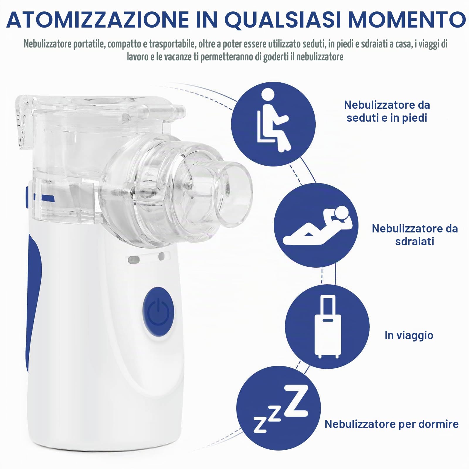 Aerosol Portatile Silenzioso, Aerosol Portatile per Bambini Adulti, Aerosol Ultrasuoni Silenzioso, Nebulizzatore Inalatore Silenzioso Portatile, Aerosol Ricaricabile per uso domestico e in viaggio