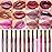 evpct 6Pcs Diamond Lip Gloss Matte to Glitter Liquid Lipstick Waterproof, Metallic Metal Shimmer Liquid Diamond Glitter Sparkle Sparkling Lipstick Lip Gloss Sets for Women Lips Kit, glitter+lipstick