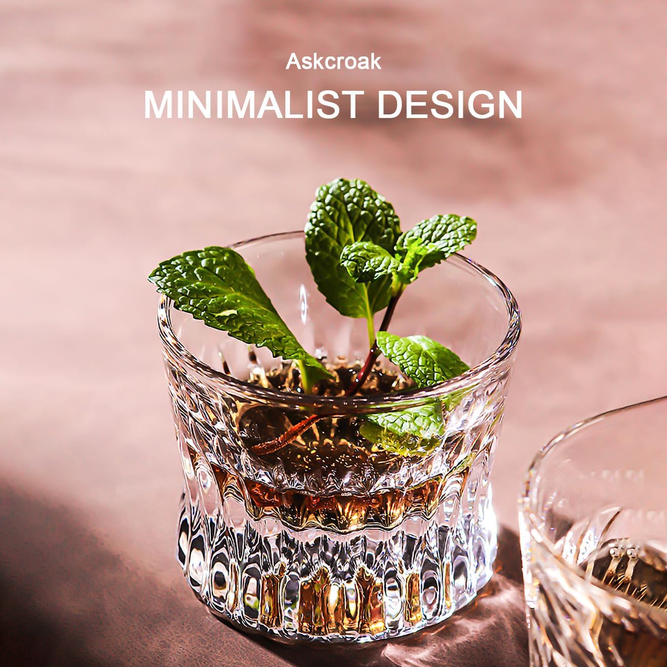 Askcraok Whiskey Glass Set of 2 Old Fashioned Glasses 3.7 oz for Vodka,Cocktail,Bourbon,Cognac,Rum, Holiday Gifts Transparent 2PCS - Image 5