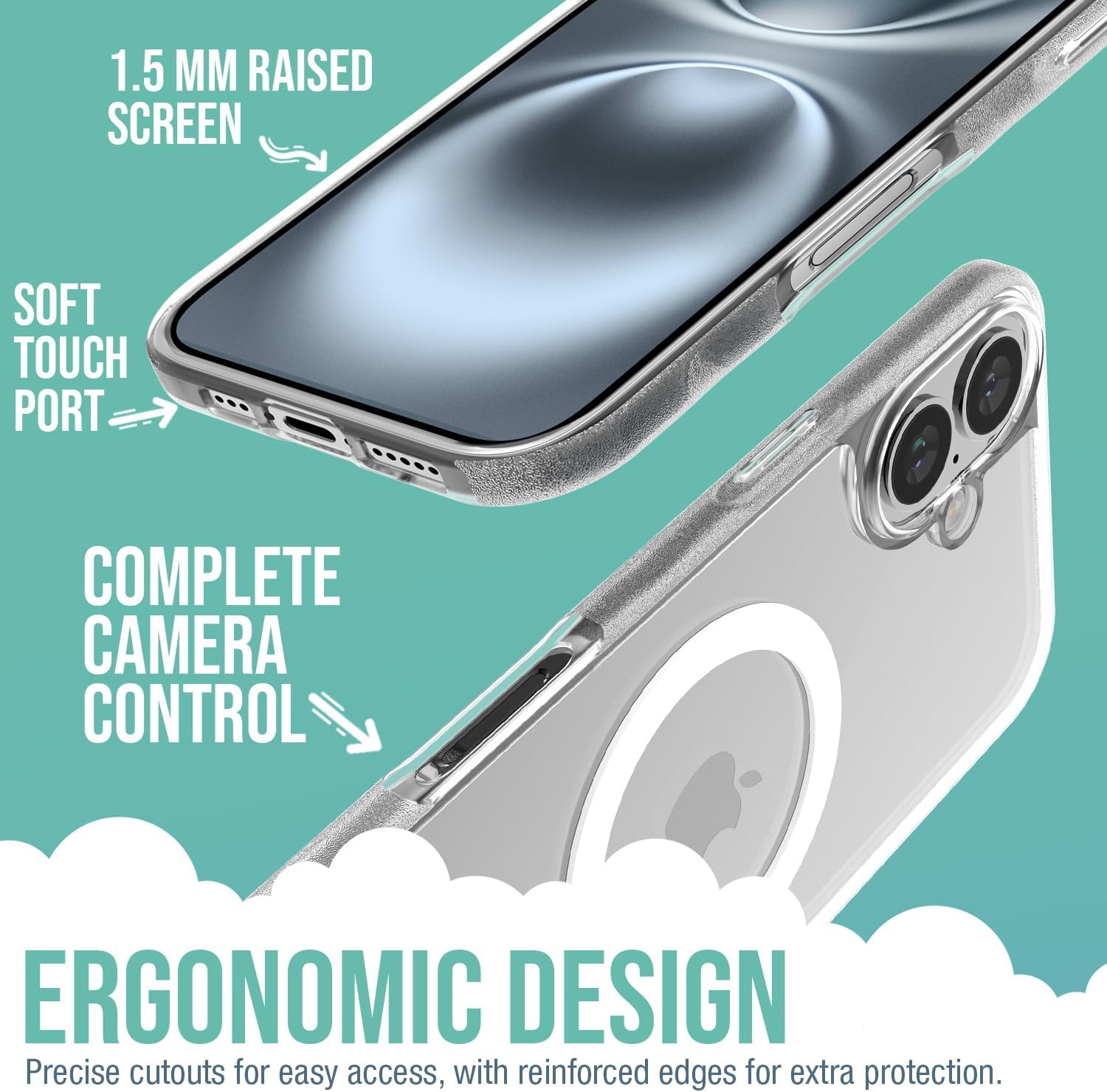 Smartish® iPhone 16 Plus Magnetic Case - Gripmunk Compatible with MagSafe [Lightweight + Protective] Slim & Thin Grip Cover with Microfiber Lining for Apple iPhone 16 Plus - Clearly Clear