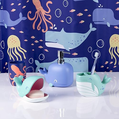 Miniatura 2 de Allure Home Creation Whales - Juego de accesorios de baño de resina de 4 piezas