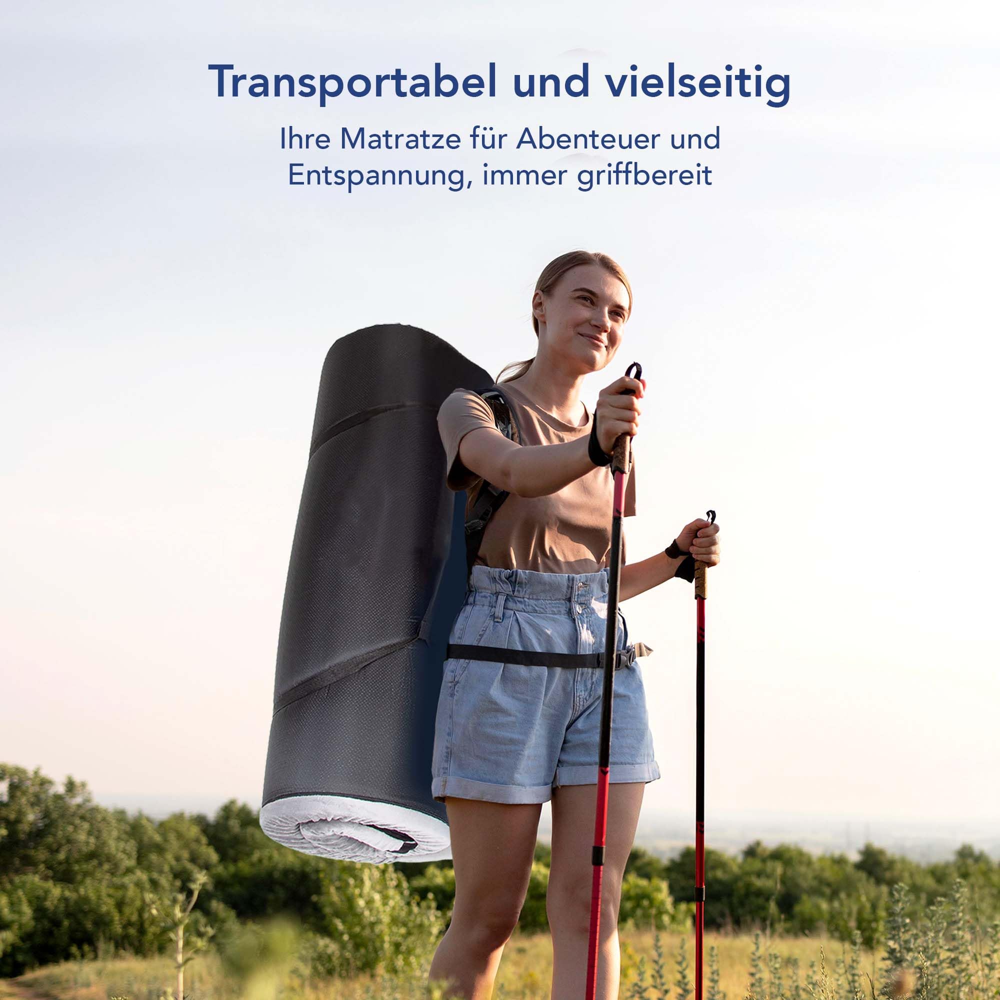 Faltbare Matratze für Camping – Bequeme Schlafmatratze mit Memory Schaum, ideal als Bodenmatratze, Gästebett klappbar oder Schlafmatte Camping für erholsame Nächte