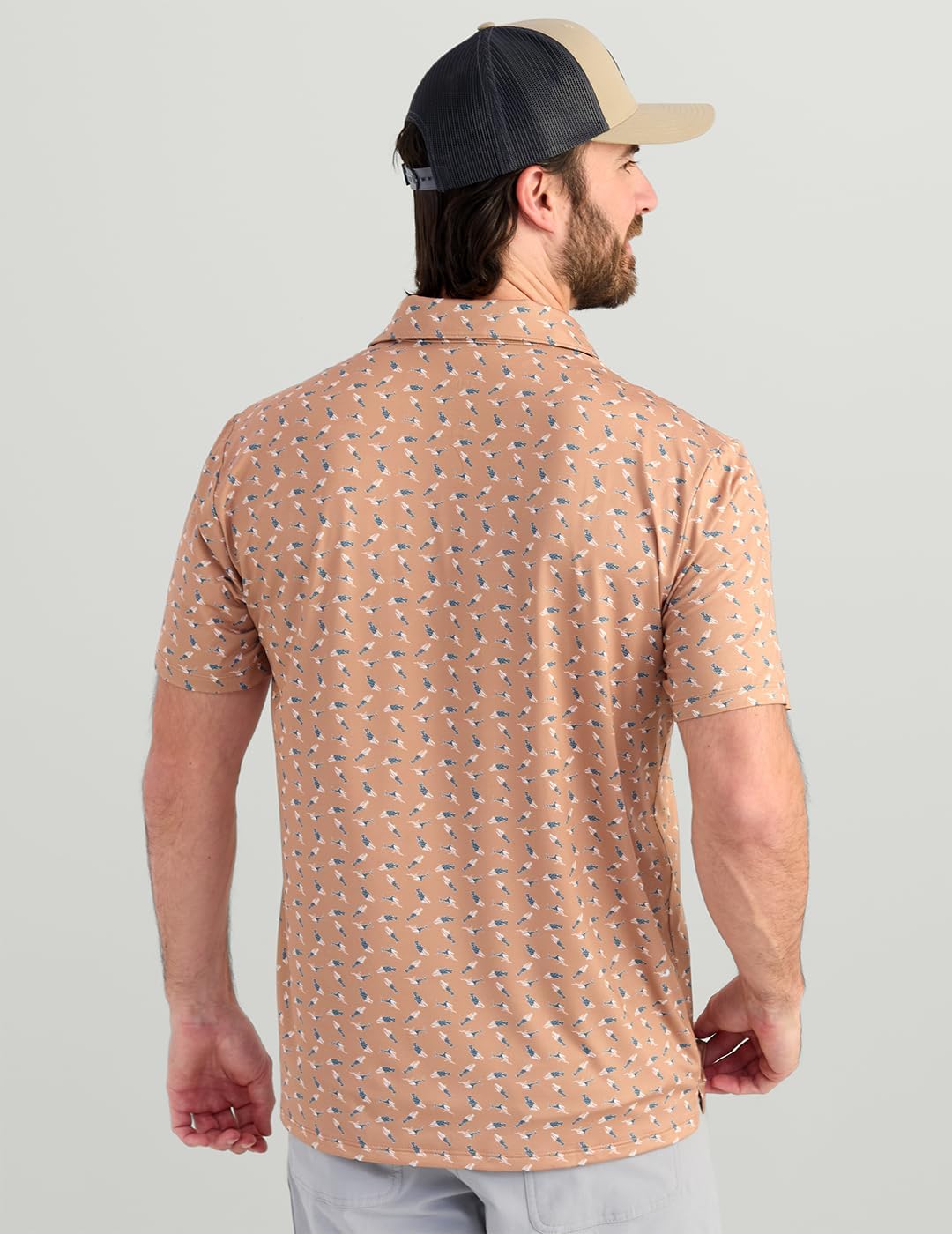 HUK Men's Pursuit Pattern Polo, Performance Short Sleeve Polo Shirt