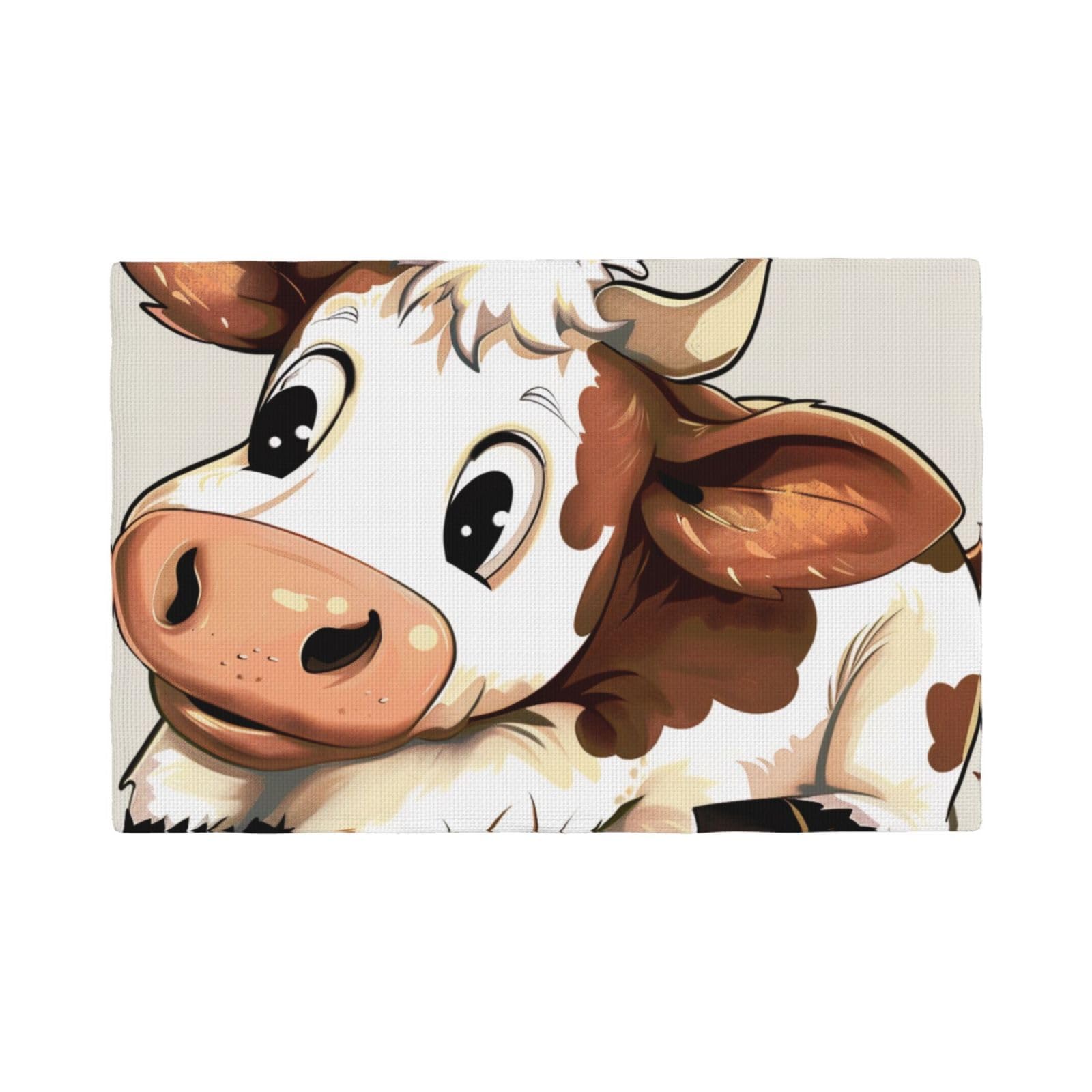 Cute Cow Print Print Placemats Set, Heat Resistant Washable Placemat 12x18in Table Mats for Party Kitchen Dining Table Decoration Indoor Outdoor, Four Pieces