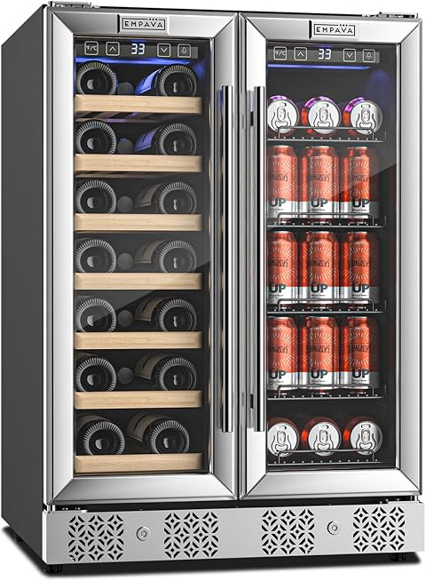 Empava 24" Dual Zone Wine and Beverage 4.3 cu ft Beverage Cooler Stainless Steel