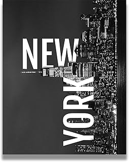 New York City Skyline Black and White Wall Art - NYC Room Decor - Cityscape Travel Destination Home Decor - Great New York Souvenir for Bathroom Decor - 8x10 unframed print