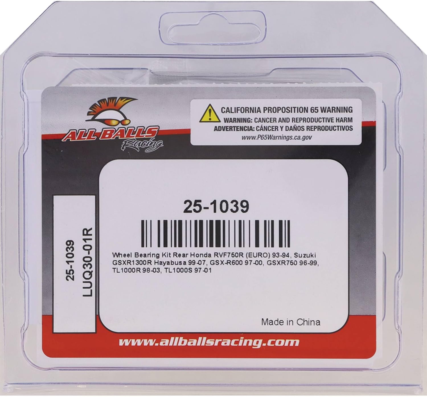 All Balls Racing Wheel Bearing Seal Kit 25-1039 Compatible with/Replacement for Honda RVF750R (Euro) 1993-1994, Suzuki GSX-R600 1997-2000, GSXR1300R Hayabusa 1999-2007, GSXR750 1996-1999