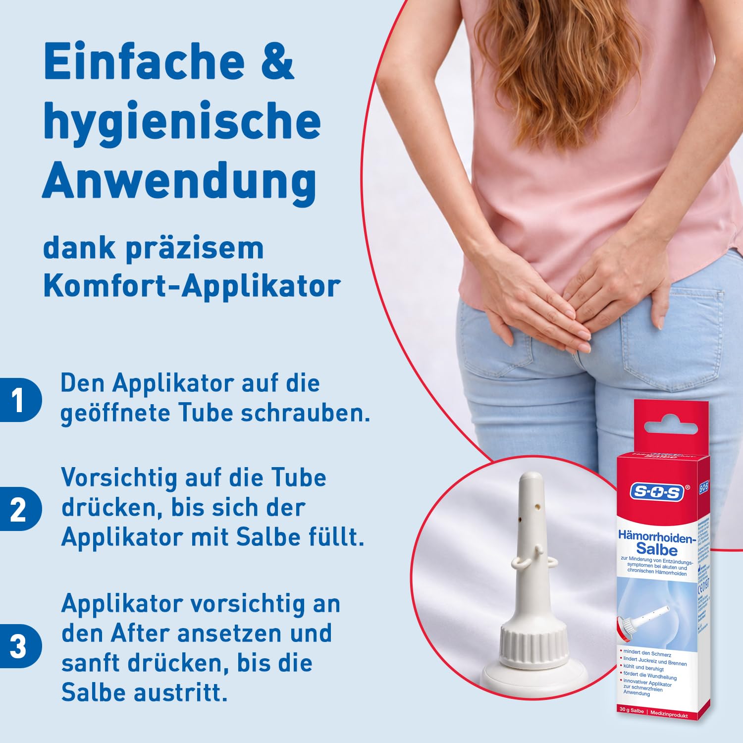 SOS Hämorrhoiden-Salbe (30g) – lindert Brennen, Juckreiz & Entzündungen - schmerzfreie Anwendung - mit Dexpanthenol & Aloe Vera - fördert die Heilung – Fördert Wundheilung auch bei Analfissuren