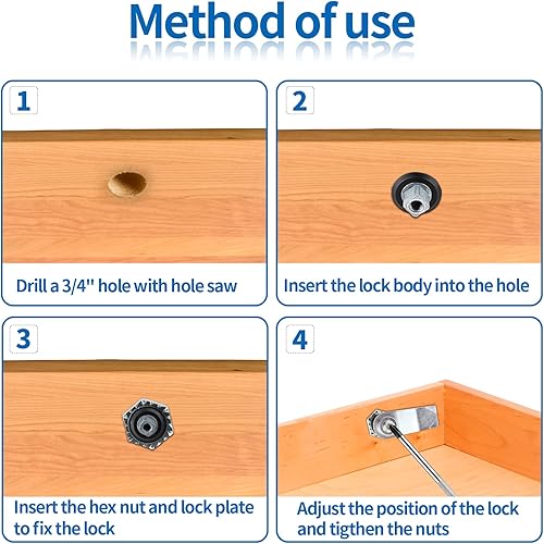Miniatura 5 de 2 paquetes de cerradura de leva desplazada operada por el pulgar de 78 pulgadas, manija en T, cerradura giratoria para gabinete de máquina, cajón
