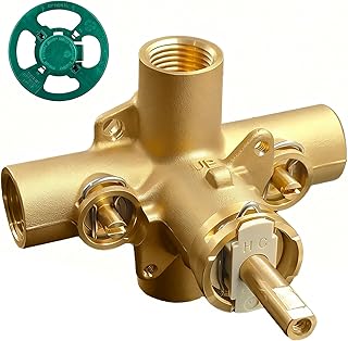 2590 Shower Valve, Shower Valve Replacement for Moen Valve-1/2 Inch IPS Connections, Pressure Balancing Cycling 4 Port Tub and Brass Shower Valves with Stops. Includes 1222 Cartridge