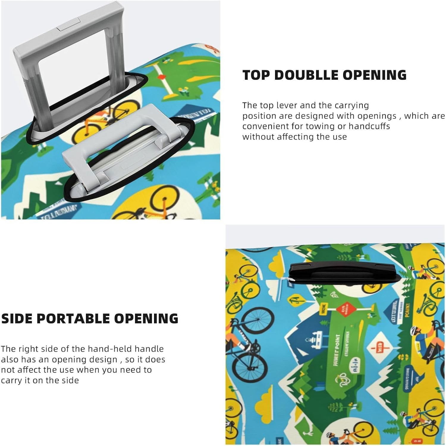 Hill Bikeprint Premium Suitcase Cover | Durable Polyester Elastic Luggage Cover With Zipper & Buckle, Travel Suitcase Protector For Medium Large Bags