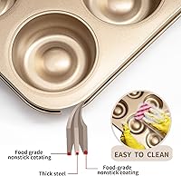 Vista 3 de Brownie - Molde redondo para tartas, 2 unidades, 6 cavidades de 3 pulgadas, molde para hornear galletas de té y tartas para hornear, dorado