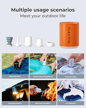 FLEXTAILGEAR Tiny Portable Ultra-Mini Air Pump & FLEXTAILGEAR Air Pump for Inflatables with Camping Lantern
