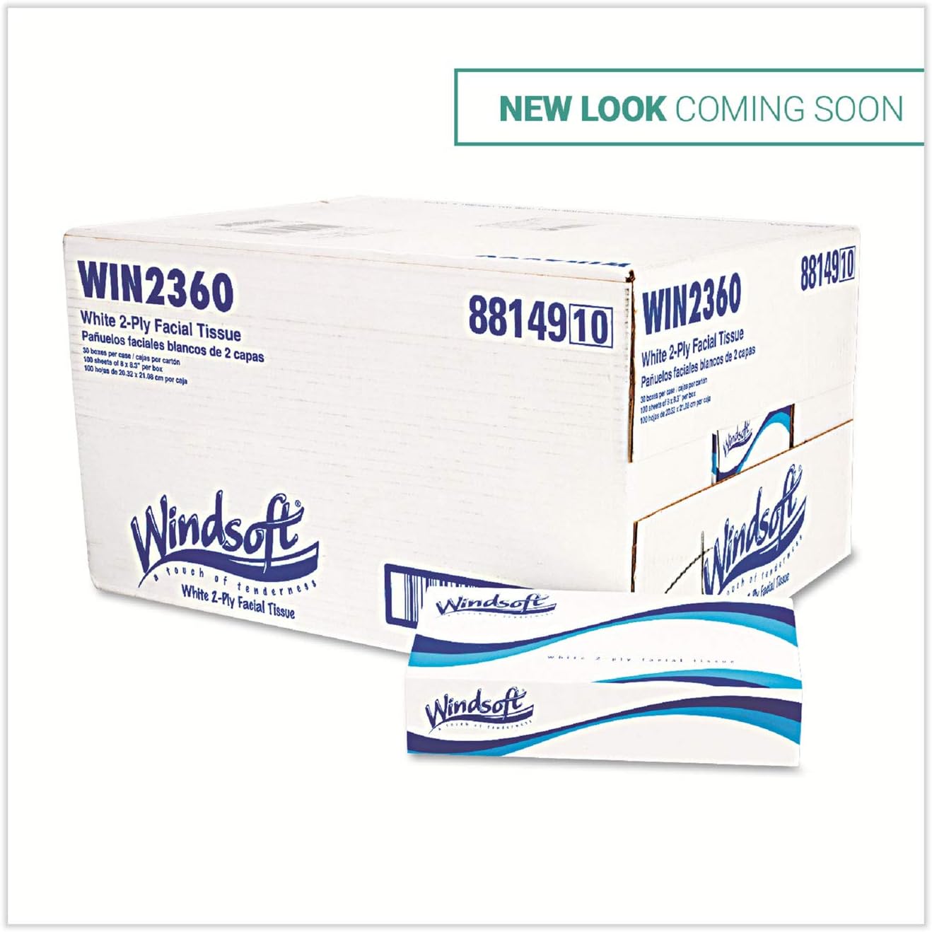 Windsoft 2360 Facial Tissue In Pop-up Box, 100/box, 30 Boxes/carton