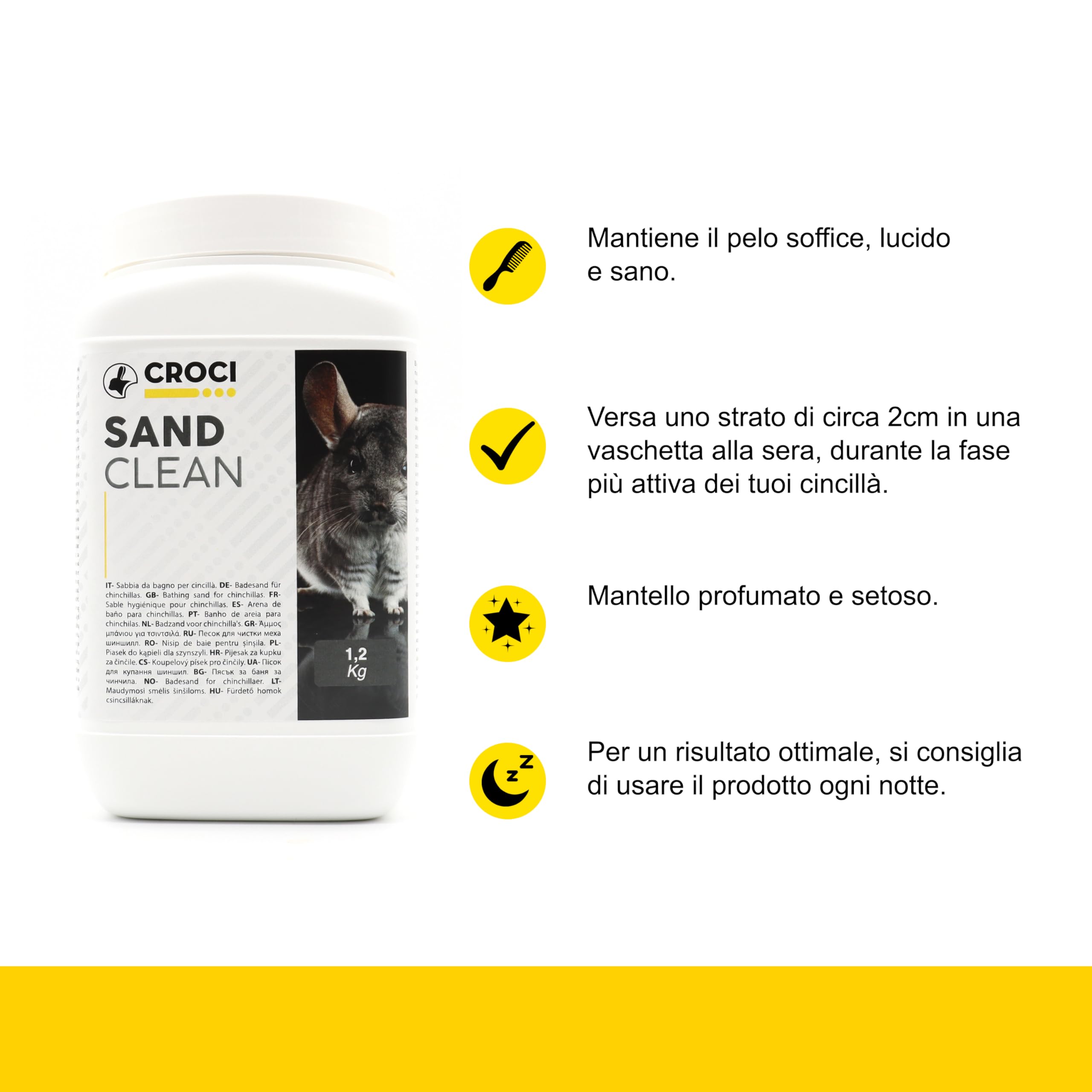 Croci Sand Clean - Sabbia Fine Per Bagno Di Cincillà E Piccoli Roditori - 1,2 Kg - Foto 3