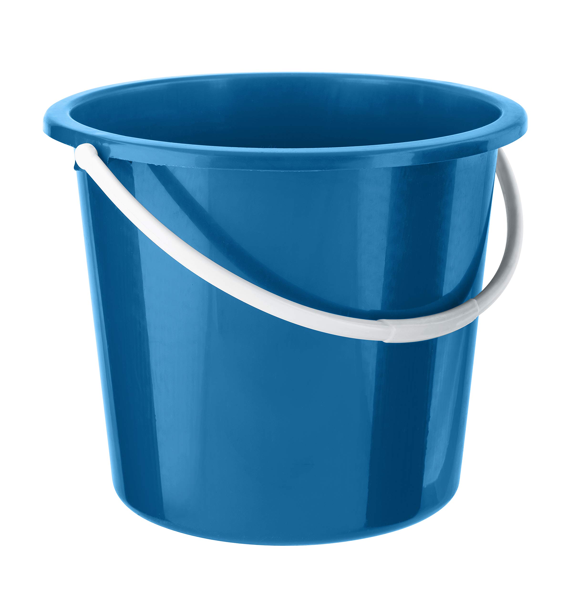 HOMESHOPA Round Plastic Bucket with Handle, Blue 10 Litre Multi-Purpose Household Bucket for Cleaning, Laundry, Storage & Washing