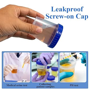 15 Urine Sample Bottles, 120 ml Specimen Cups with Screw Lids