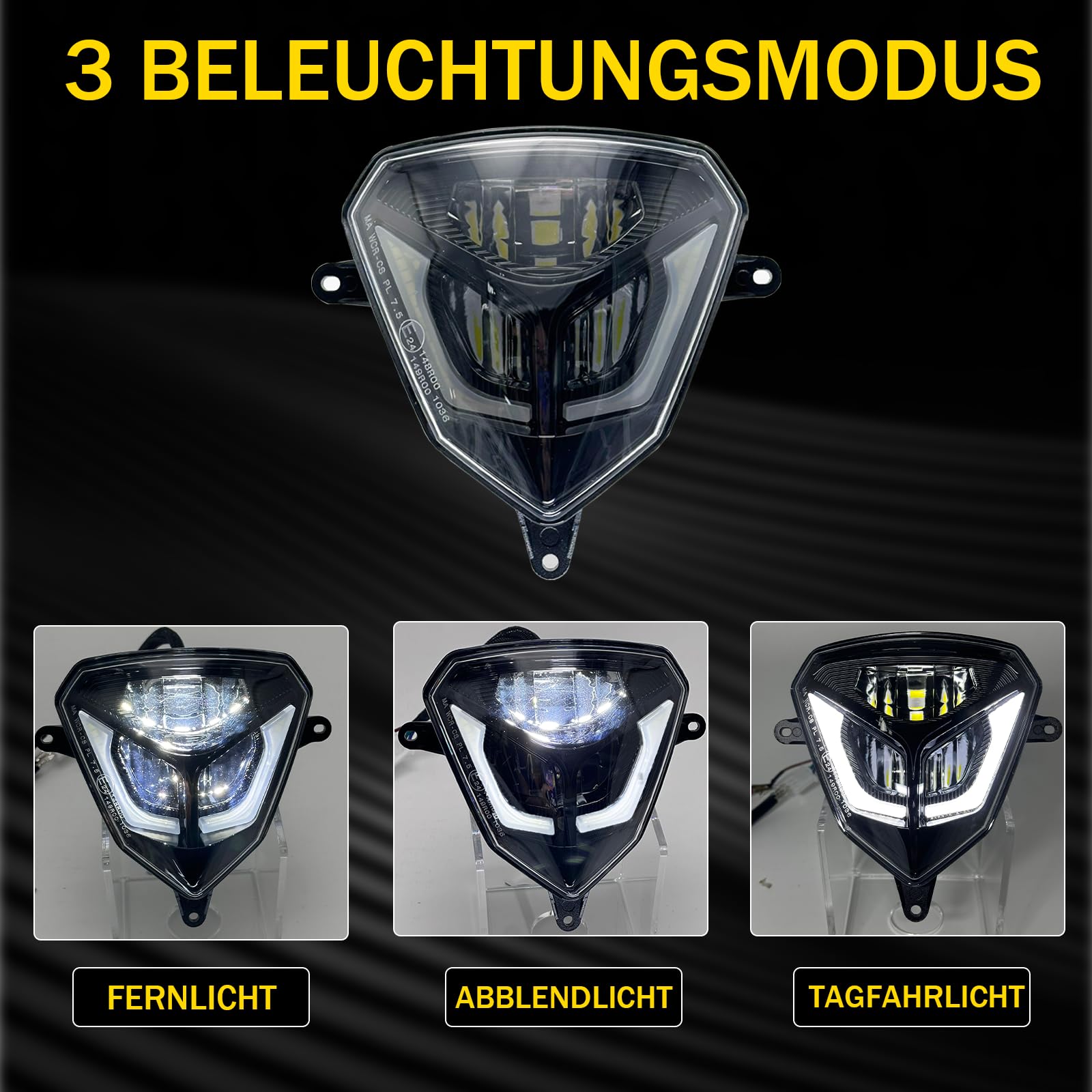 50 W LED moto faro omologato E con luce di marcia diurna per Beta RR125 200 4T250 300 2T 350 390 430 480 4T 2008-2024 Beta X-Trainer 2015-2024