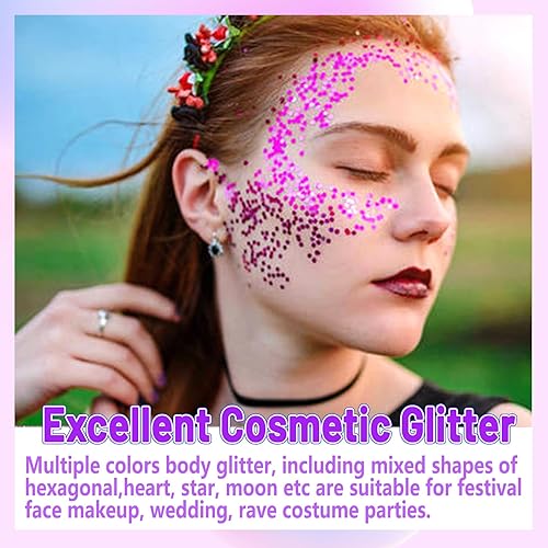 Miniatura 3 de Allstarry Purpurina holográfica gruesa para el cuerpo, 4 colores, maquillaje cosmético con purpurina para la cara, lentejuelas de sirena, pintura