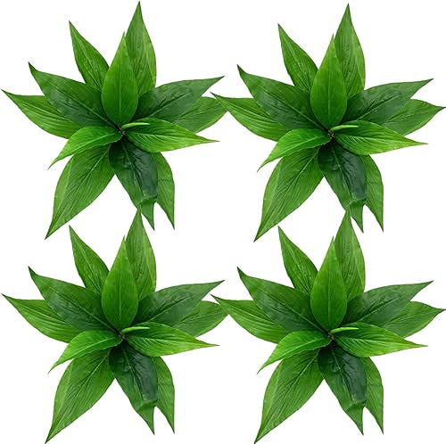 Vista 32 de CATTREE Planta artificial de palmera, plantas tropicales falsas con hojas de plástico de vegetación sintética, arbustos de helecho boston bushe