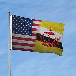 Vintage Brunei Flag America Flag 3x5 Ft Double Sided Banner Outdoor Indoor Wall Decor Durable Polyester Porch Yard Sign Vivid Color Garden Flags