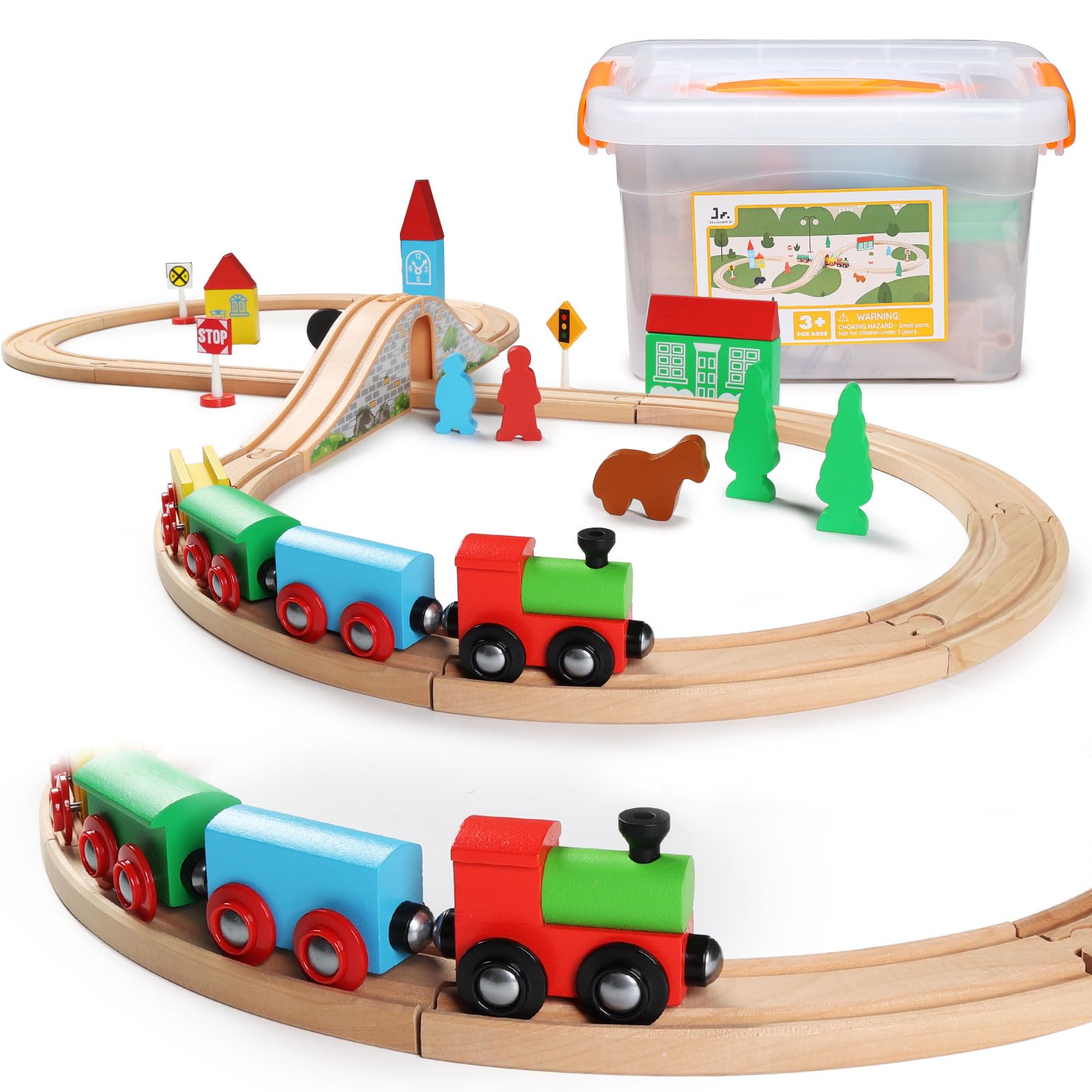 Amazon.com: SainSmart Jr. Wooden Train Set for Toddler with Double